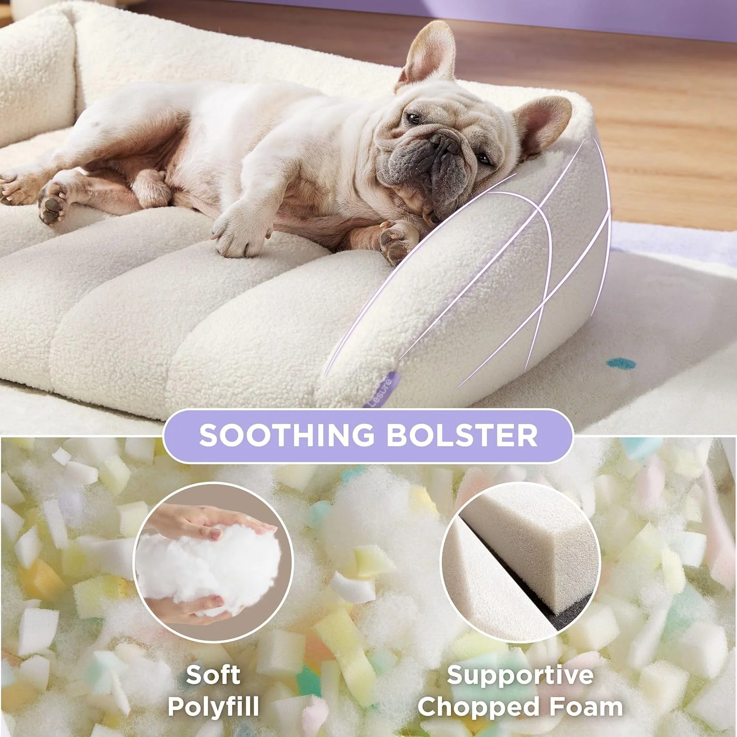 CAMA ORTPÉDICA DE FELPA ESTILO SOFÁ PARA PERROS MEDIANOS - Imagen 4